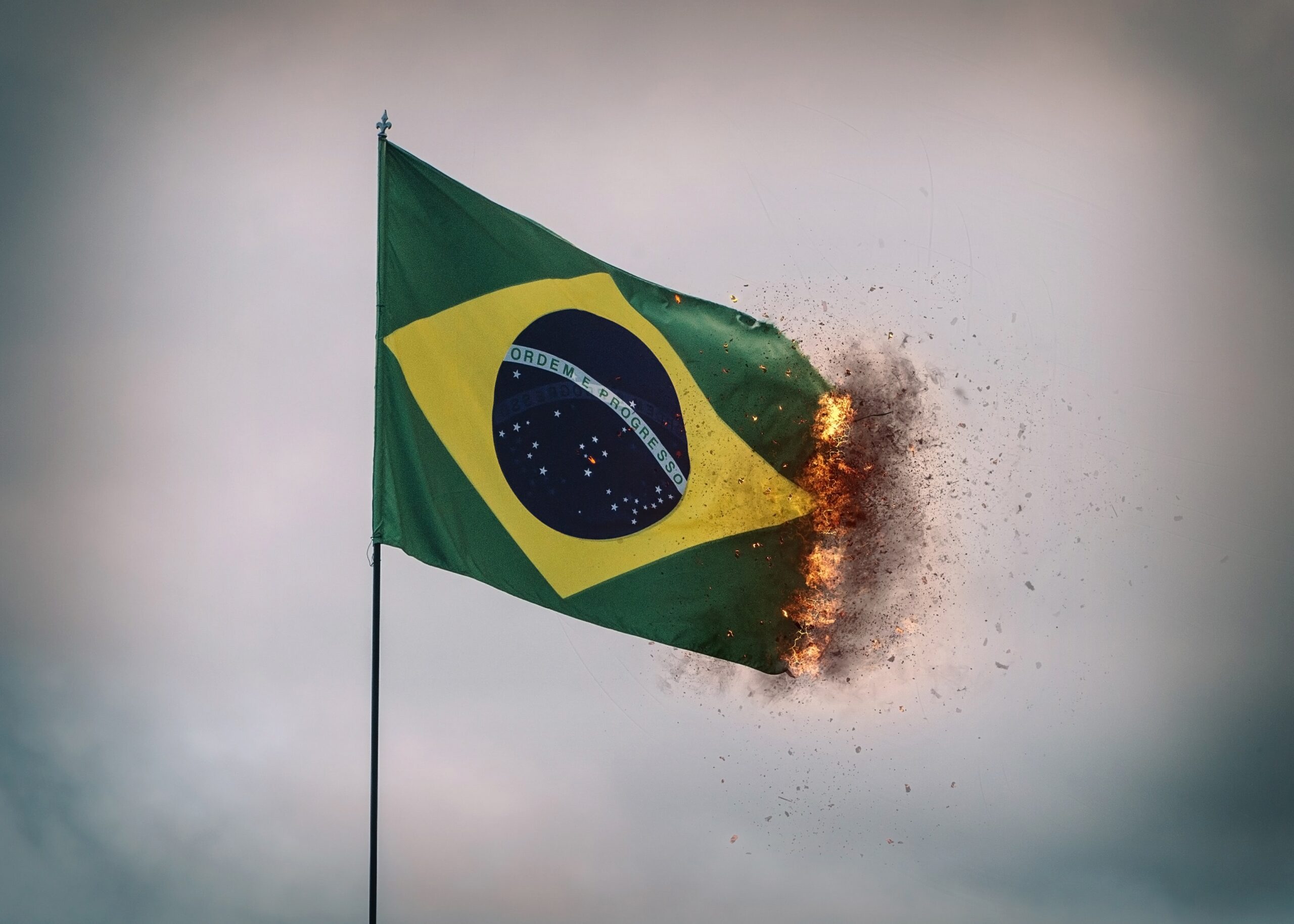 Brazil flag burning photo by Brutally Honest