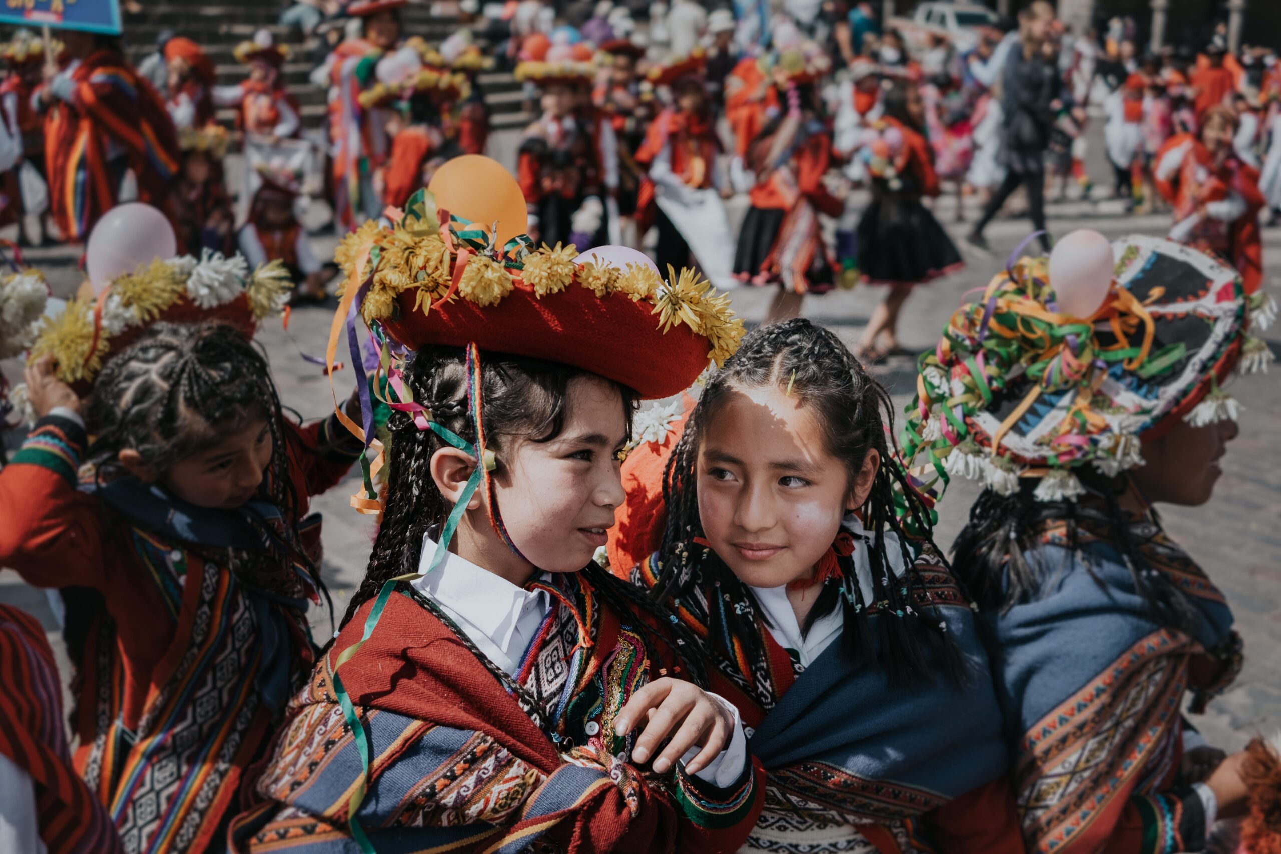 Girls at Peruvian festival 
