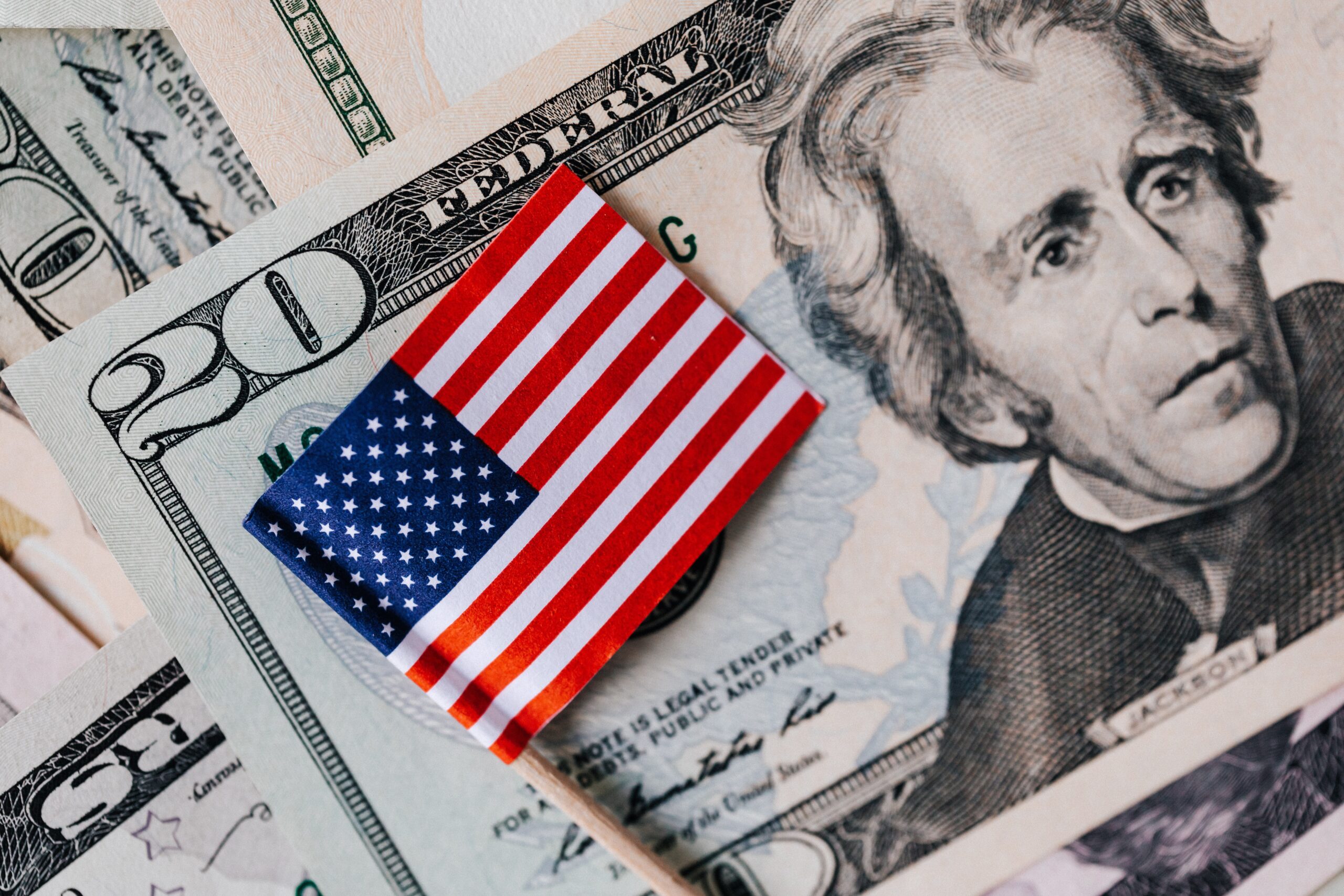 U.S. flag on top of money