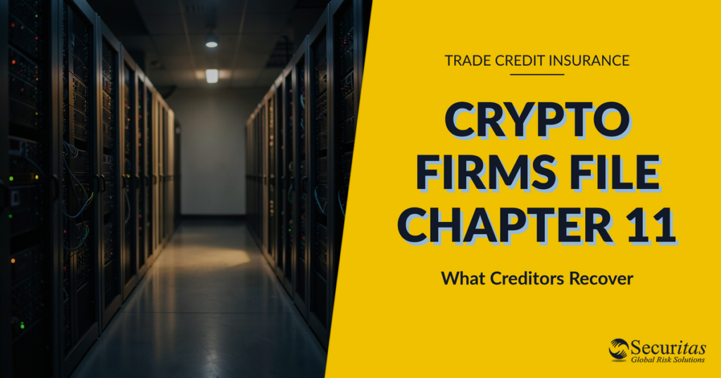 AI-generated editorial photo of a dim data center server aisle, illustrating crypto-infrastructure firms Poolin and Storj filing Chapter 11 bankruptcy