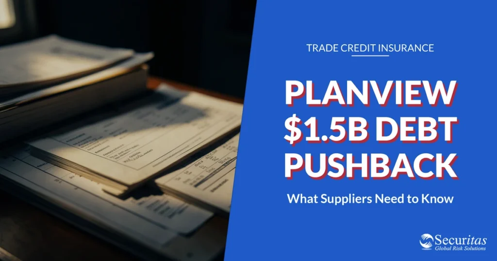 AI-generated editorial photo of stacked financial ledgers on a desk, illustrating Planview's debt refinancing talks with private credit lenders